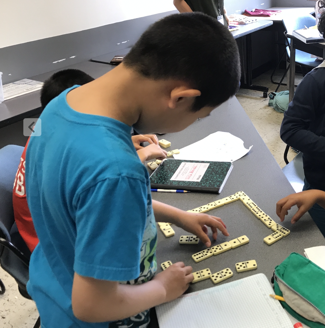 Student engaged in a puzzle